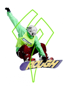 Snowboarder mit Sportwetten Helden Logo