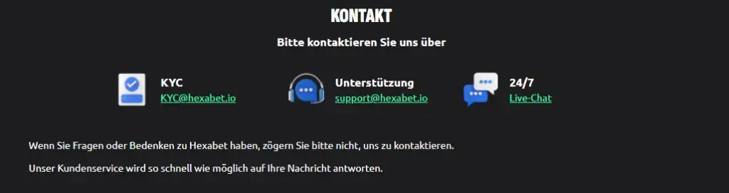 Kundendienst bei Hexabet