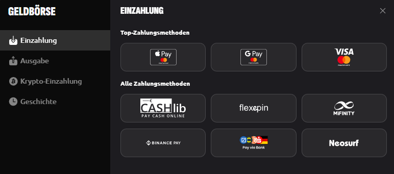 Zahlungsmethoden bei Hexabet