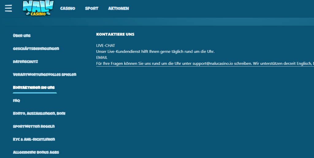 Nalu Casino Sportwetten Kundendienst