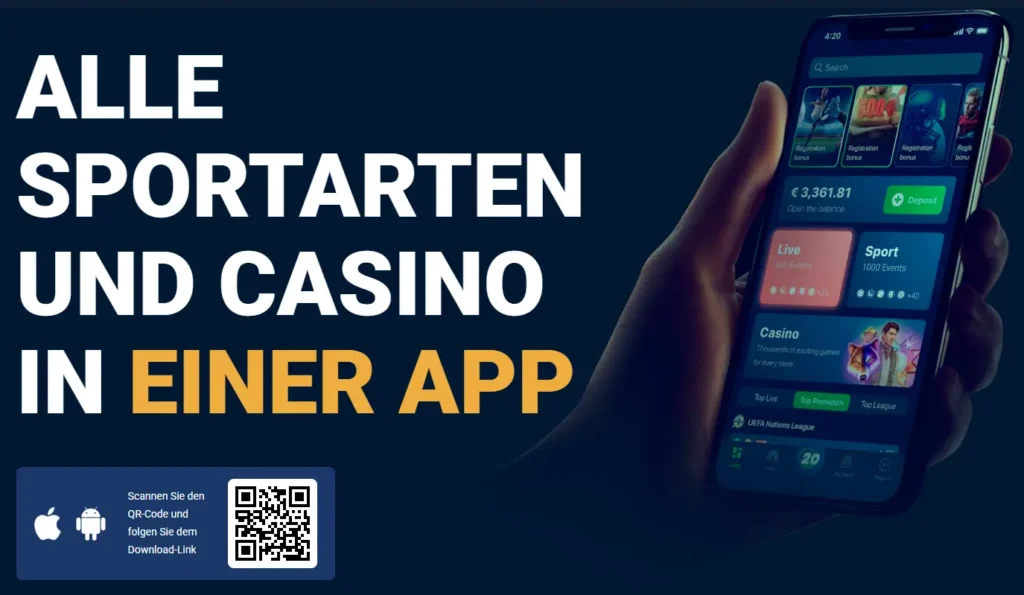 Mobile App von 20Bet zum Download mit QR Code