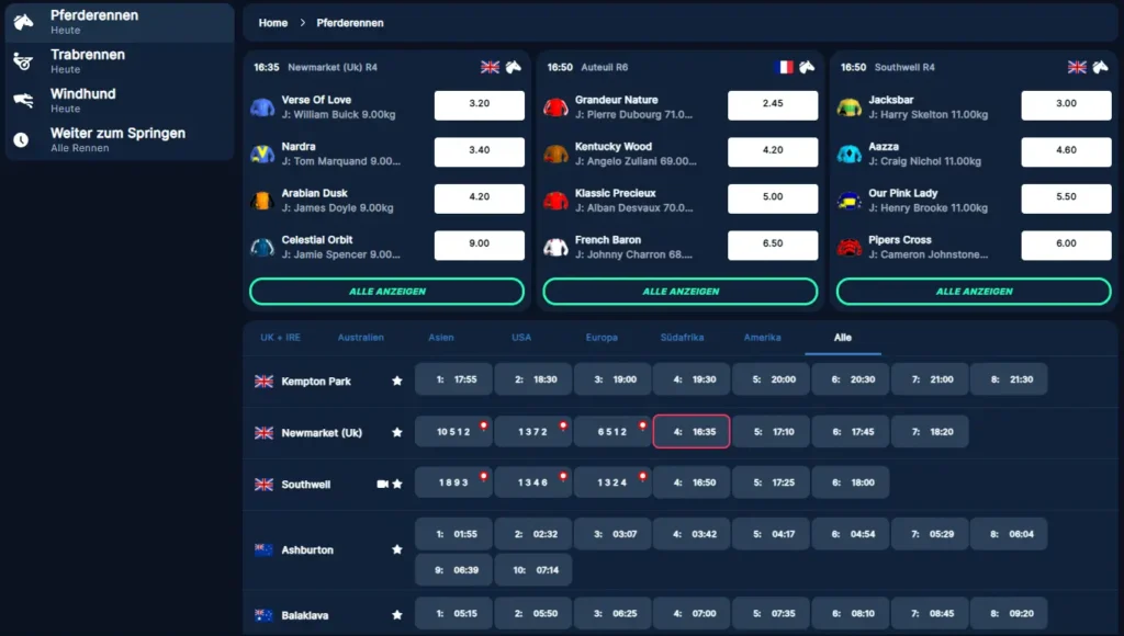 Wetten auf Pferderennen beim Sportwettenanbieter PlayZilla