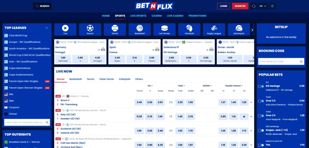 BetNFlix Landingpage Sportwetten