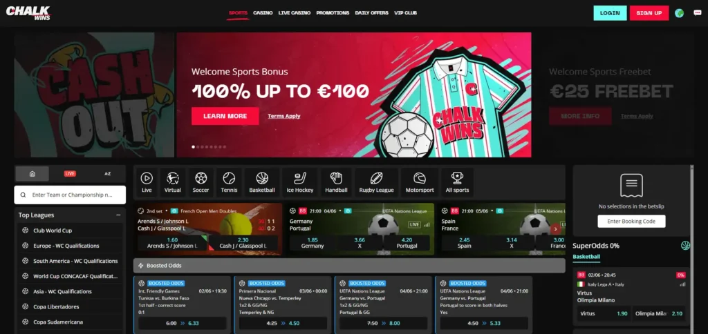 Chalk Wins Sportwetten Landing Page