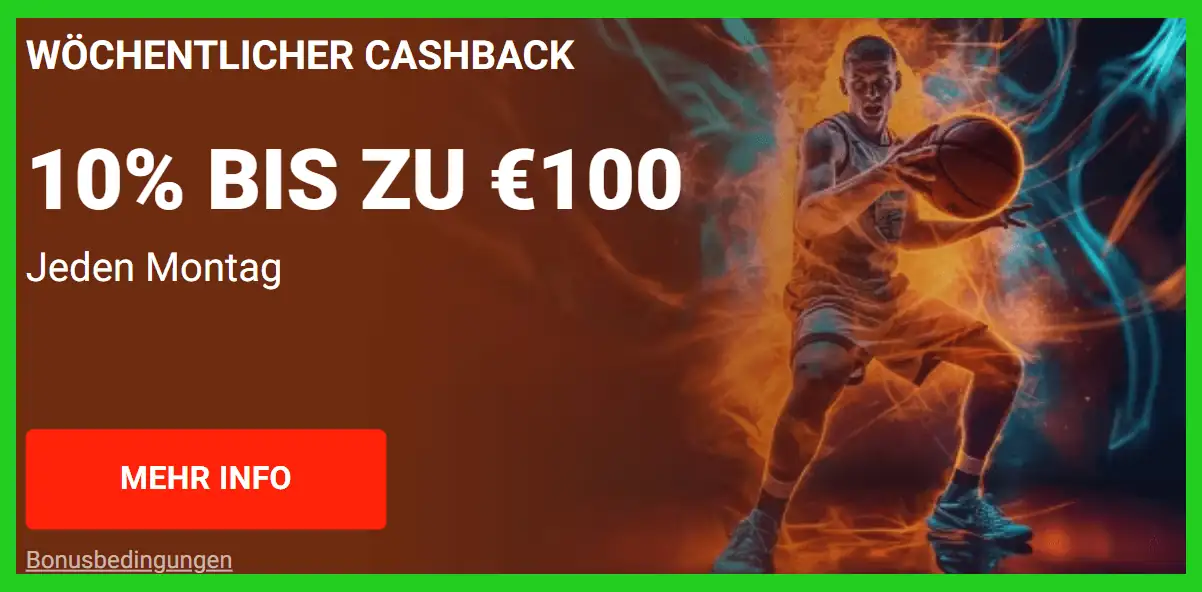 Wöchentlicher Cashback des des Sportwettenanbieters N1Bet