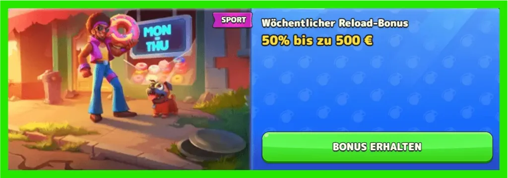 Der wöchentliche Reload Bonus des Wettanbieters Pistolo