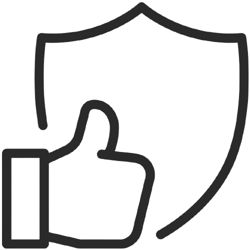 Icon von einem Daumen mit Schild