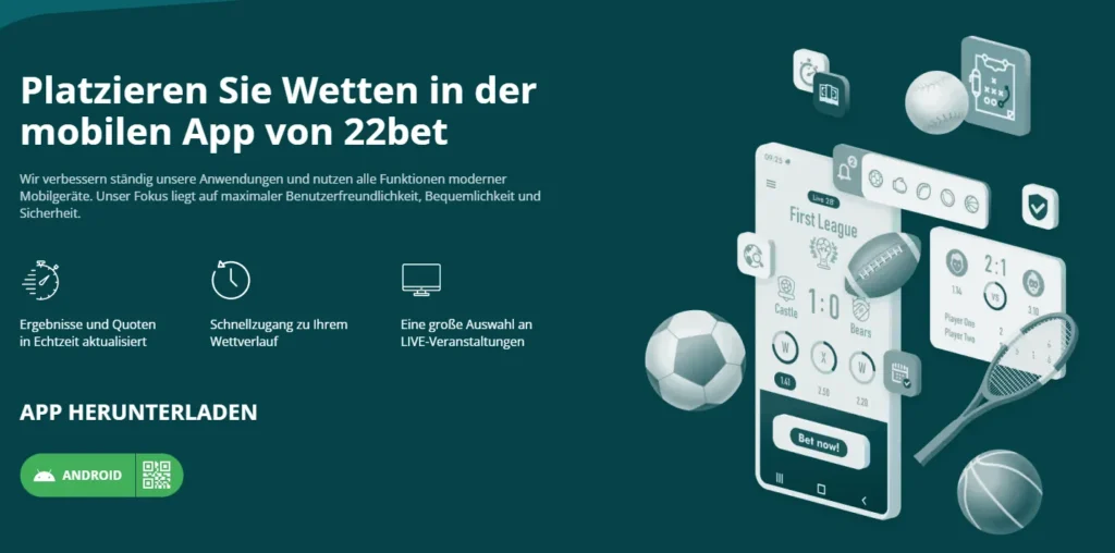 Informationsseite der 22Bet App