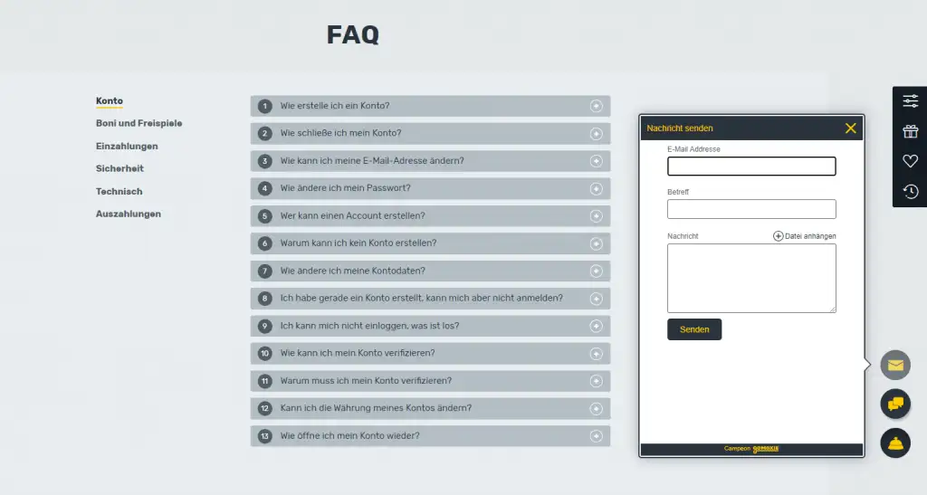 Campeonbet FAQ-Bereich