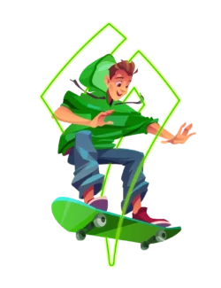 Comic-Skateboarder mit transparentem Hintergrund