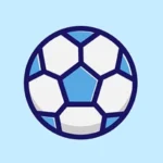 Ein Icon eines Fußballs mit blauem Hintergrund
