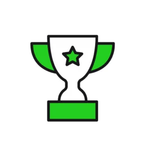Eine Trophäe in Grün und Weiß