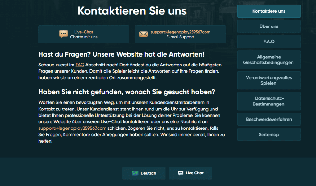 LegendPlay Kundendienst
