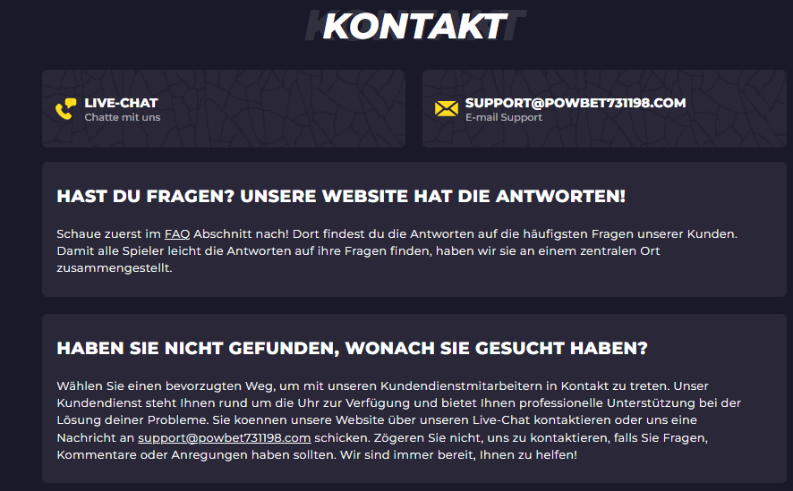 Powbet Kundendienst