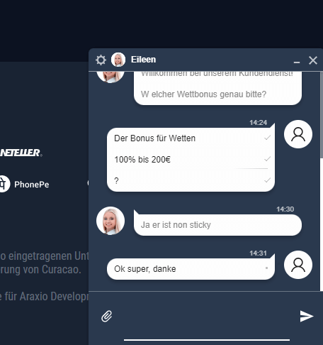 Rabona Non Sticky Bonus Live Chat
