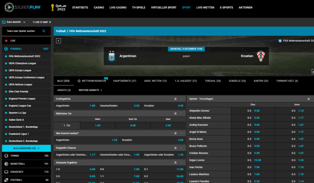 Silverplay Wettauswahl