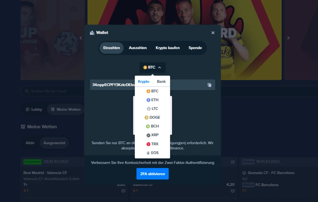 Stake Einzahlungsmethoden