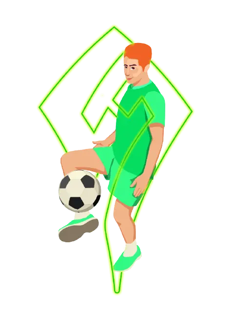 Comic-Fußballer mit transparentem Hintergrund