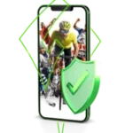 Handy mit einigen Sportarten. Um das Handy befindet sich das Logo von Sportwetten Helden sowie ein Schild mit einem Häkchen darauf.