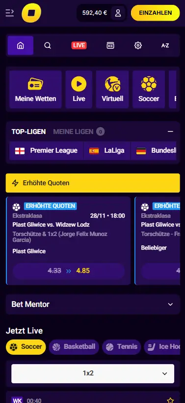 Mobile Ansicht der Wettseite CasinoLoots