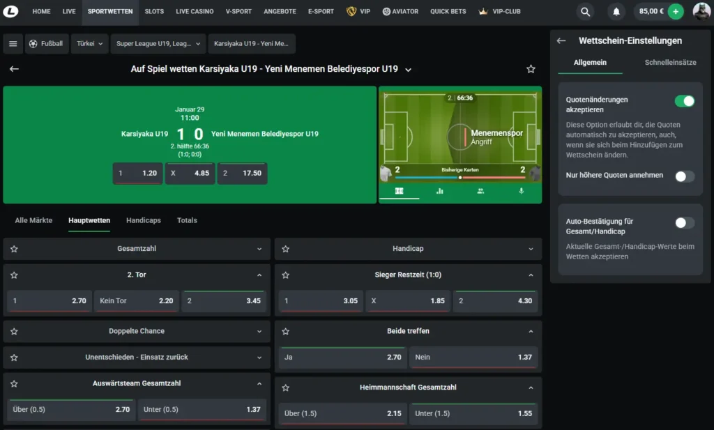 Live Wetten mit Live Center und Statistiken bei Leonbet