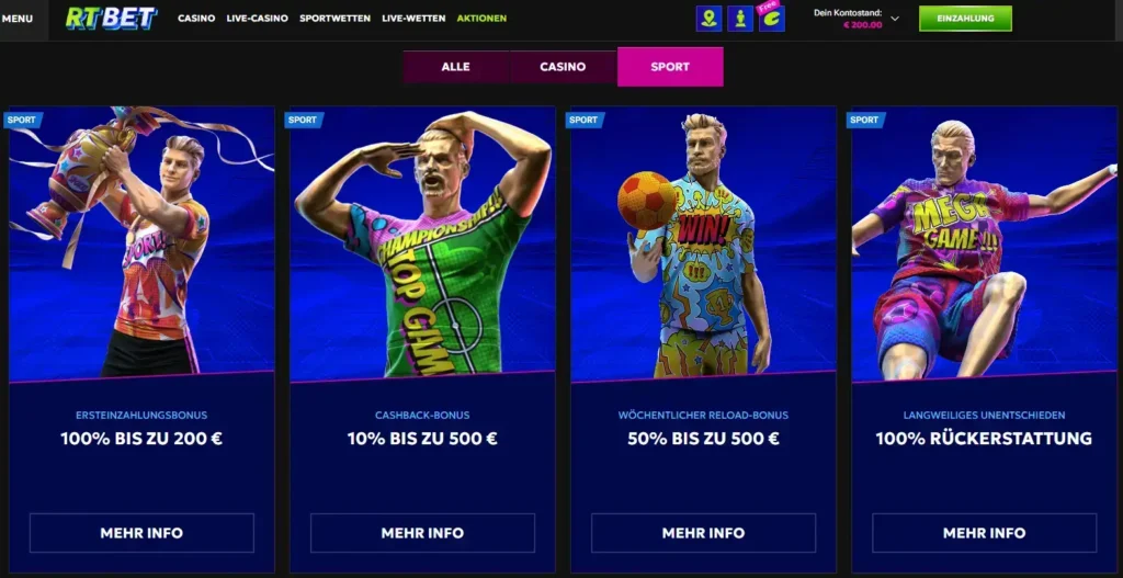 RTBet Sportwetten-Bonusprogramm fuer aktive Kunden