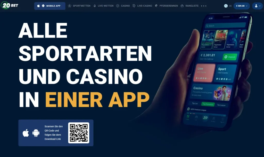 Sportwetten App von 20Bet
