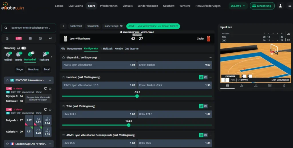 Livewetten mit Statistiken und Live-Animationen