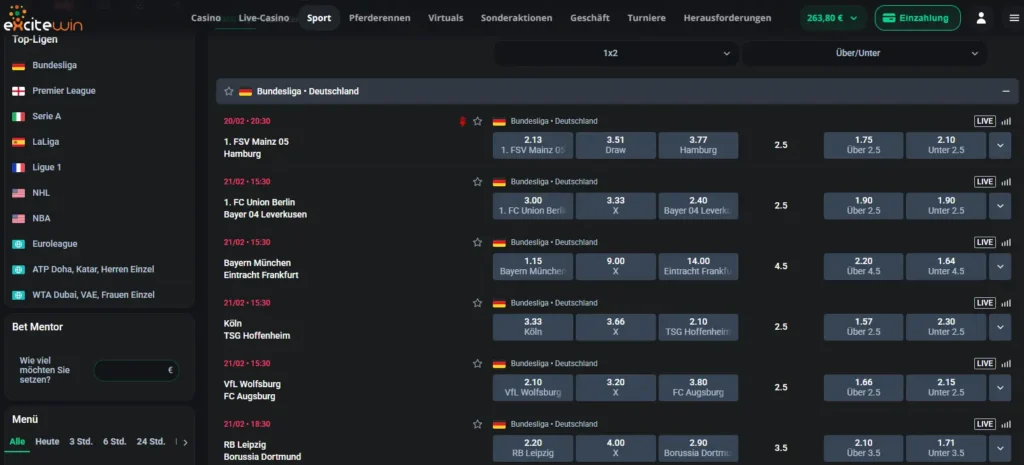 Fussball Bundesliga Quoten von ExciteWin