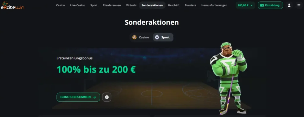 ExciteWin Willkommensbonus fuer Sportwetten