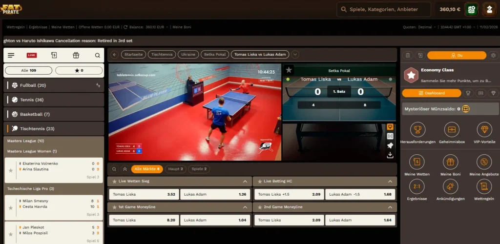 Livewetten bei Fatpirate mit Livestreams und Statistik-Centern