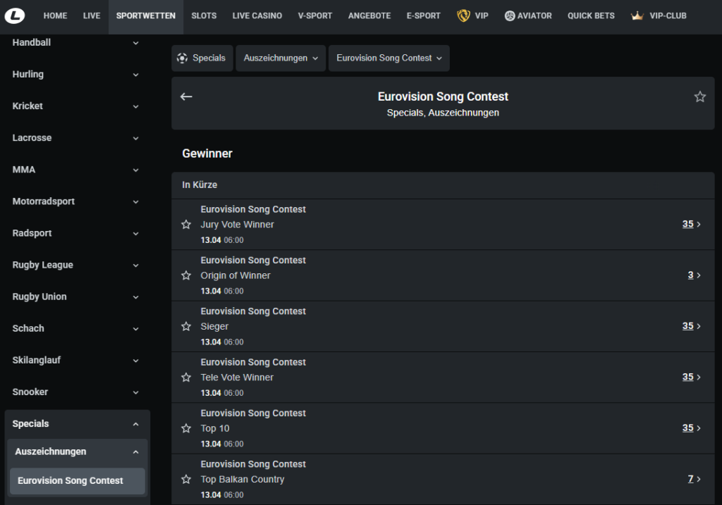 Eurovision Song Contest Wetten von Leonbet
